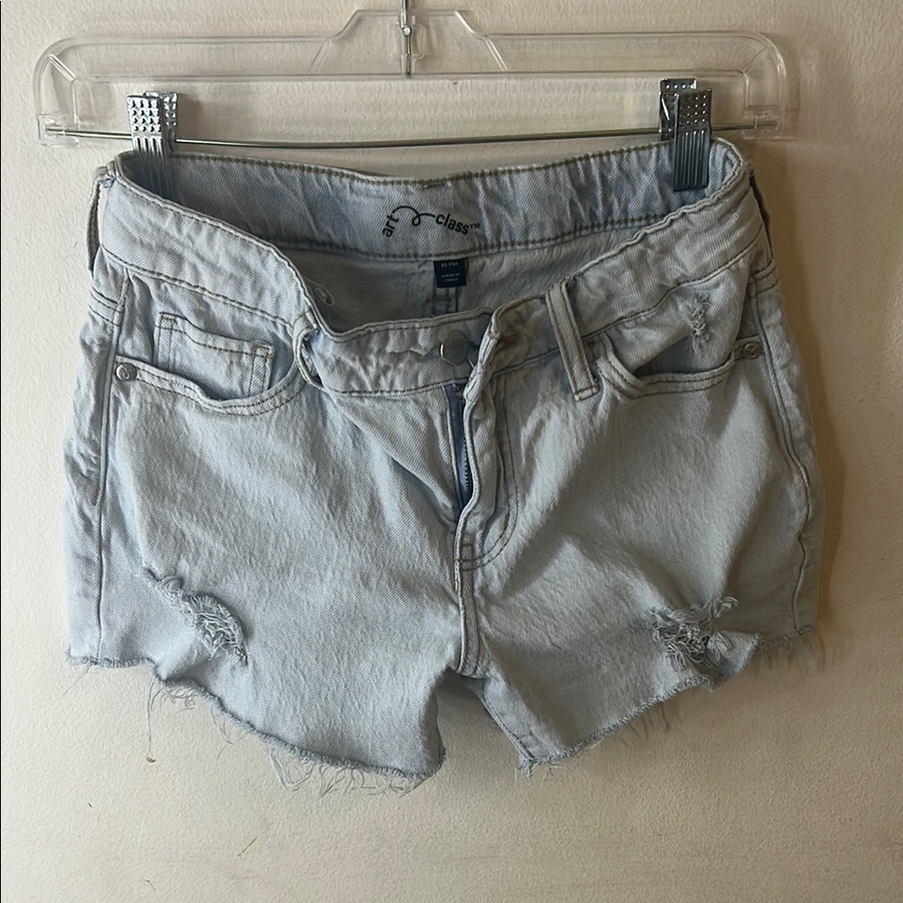 City Streets Blue Distressed Jean Shorts